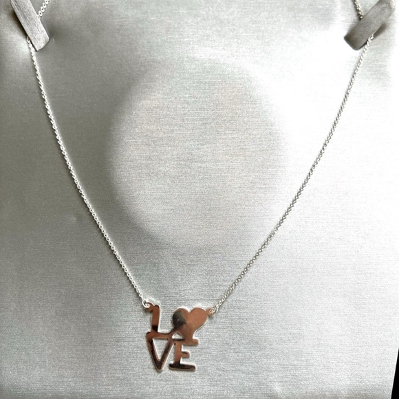 NWT .925 Modern Silver Love Necklace with Minimalist Design - Picture 1 of 1